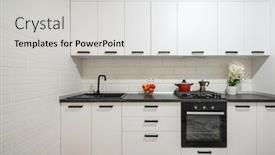  Presentation with minimalistic - Presentation theme enhanced with trendy-snow-white-modern-kitchen background and a light gray colored foreground