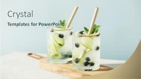  Presentation with blue mint - Slide set consisting of trendy-summer-drinks-with-cucumber background and a sky blue colored foreground