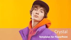  Presentation with youth - PPT theme consisting of trendy-teenage-boy-in-bright background and a coral colored foreground