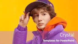  Presentation with youth - Slides consisting of trendy-teenage-boy-in-bright background and a purple colored foreground