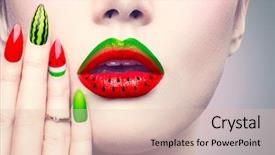  Presentation with nail art - Theme having trendy watermelon summer or autumn background and a lemonade colored foreground