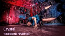  Presentation with old dry tree - Colorful presentation design enhanced with trendy young man dancer dancing backdrop and a  colored foreground