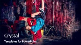  Presentation with werry old man and gis music - Cool new slide deck with trendy young man dancer dancing backdrop and a navy blue colored foreground