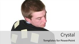  Presentation with stressed - PPT theme having trepidation - business man looking stressed background and a  colored foreground