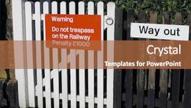  Presentation with railway gate - PPT theme featuring trespass sign on railway gate background and a  colored foreground