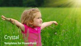  Presentation with meadow - Colorful slide set enhanced with nature humans - cute little girl backdrop and a forest green colored foreground