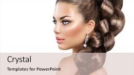  Presentation with real woman hair texture human - PPT layouts with plaited - hair braid beautiful woman background and a soft green colored foreground