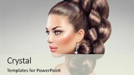  Presentation with skin and wound healing - PPT theme featuring plaited - hair braid beautiful woman background and a sky blue colored foreground