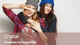  Presentation with octagon two mma fighters standing - Amazing theme having white education - two young girl friends standing backdrop and a coral colored foreground