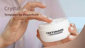  Presentation with aging skin - PPT theme having tretinoin-niacinamide-a-combination-cream background and a coral colored foreground