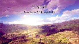  Presentation with blue mountain - Colorful presentation design enhanced with trevel - mountain valley with beautiful blue backdrop and a coral colored foreground