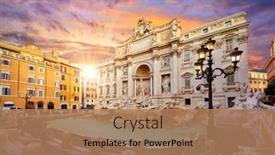  Presentation with street lamps - Presentation theme enhanced with trevi-fountain-in-rome-italy background and a  colored foreground