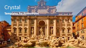  Presentation with rome italy - PPT layouts featuring trevi-fountain-rome-lazio-italy background and a teal colored foreground