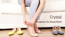  Presentation with elegant green white romantic - Slide set consisting of trying on shoes by elegant background and a lemonade colored foreground