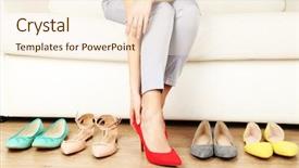  Presentation with shoes - PPT layouts consisting of trying on shoes by elegant background and a cream colored foreground