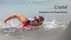  Presentation with professional training - Slide deck featuring tri suit training for ironman background and a light blue colored foreground