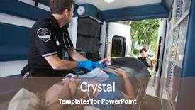  Presentation with ambulance emt - Audience pleasing PPT theme consisting of triage - emt professional check pulse backdrop and a violet colored foreground