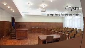  Presentation with trial - Audience pleasing theme consisting of trial court - courthouse interior backdrop and a light gray colored foreground