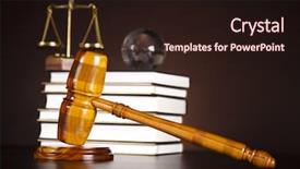  Presentation with mallet - Presentation design enhanced with trial court - law theme mallet of judge background and a wine colored foreground