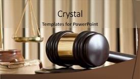  Presentation with court gavel - PPT theme consisting of trial court - wooden gavel and books background and a coral colored foreground