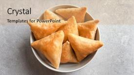  Presentation with bowl - Presentation theme consisting of triangle - bowl with delicious samosas background and a coral colored foreground