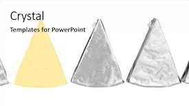  Presentation with triangle - Theme with triangle - piece of cheese in foil background and a white colored foreground