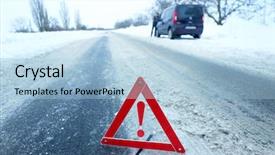  Presentation with triangle - Audience pleasing slide deck consisting of triangle on snowy winter road backdrop and a light blue colored foreground