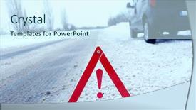  Presentation with race car a red racing - Colorful slides enhanced with triangle on snowy winter road backdrop and a cool aqua colored foreground