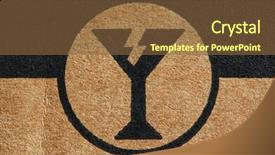  Presentation with triangle - Presentation theme with triangle square box - fragile mark on used cardboard background and a  colored foreground