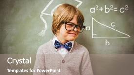  Presentation with blackboard - Slide deck consisting of triangle success - trigonometry against boy smiling background and a  colored foreground