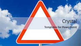  Presentation with triangle - Beautiful slides featuring triangle traffic sign sky backdrop and a light blue colored foreground