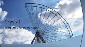  Presentation with ferris wheel - Beautiful PPT theme featuring triangulation - ferris wheel under construction backdrop and a teal colored foreground