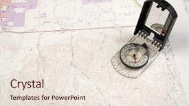  Presentation with compass map - Colorful PPT layouts enhanced with triangulation - topographical map and compass backdrop and a lemonade colored foreground