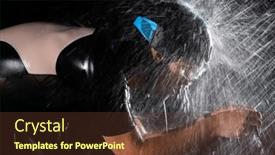  Presentation with atmosphere - Presentation design featuring triathlete-braving-the-rain background and a tawny brown colored foreground