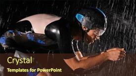  Presentation with dark night - Slides with triathlete-braving-the-rain background and a tawny brown colored foreground