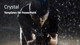  Presentation with dark night - PPT theme featuring triathlete-braving-the-rain background and a dark gray colored foreground