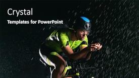  Presentation with atmosphere - Presentation design consisting of triathlete-braving-the-rain background and a black colored foreground