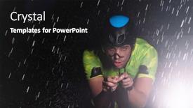  Presentation with dark night - PPT theme consisting of triathlete-braving-the-rain background and a black colored foreground