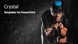  Presentation with dark night - Presentation theme featuring triathlete-braving-the-rain background and a black colored foreground