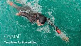  Presentation with olympic - PPT theme having triathlete-in-a-professional-swimming background and a ocean colored foreground