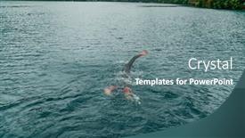  Presentation with trains - Presentation theme consisting of triathlete-in-a-professional-swimming background and a seafoam green colored foreground