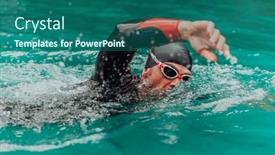  Presentation with olympic - Slides with triathlete-in-a-professional-swimming background and a ocean colored foreground