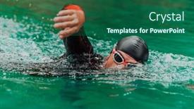  Presentation with trains - Slide set consisting of triathlete-in-a-professional-swimming background and a ocean colored foreground