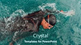 Presentation with trains - PPT theme with triathlete-in-a-professional-swimming background and a ocean colored foreground