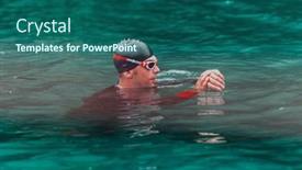  Presentation with olympic - Presentation theme consisting of triathlete-in-a-professional-swimming background and a ocean colored foreground