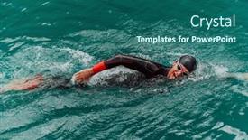  Presentation with trains - Presentation with triathlete-in-a-professional-swimming background and a ocean colored foreground