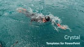  Presentation with trains - PPT layouts consisting of triathlete-in-a-professional-swimming background and a ocean colored foreground