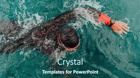  Presentation with trains - Presentation design consisting of triathlete-in-a-professional-swimming background and a ocean colored foreground