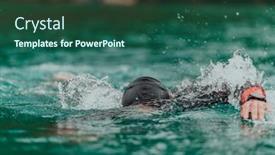  Presentation with olympic - Theme consisting of triathlete-in-a-professional-swimming background and a ocean colored foreground