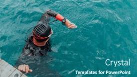  Presentation with trains - Slide deck enhanced with triathlete-in-a-professional-swimming background and a ocean colored foreground